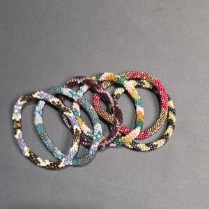 Multicolor Beaded Bracelet Set/ Of 6 Pieces